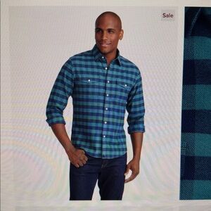 UNTUCKit Teal & Navy Checkered Heavy Weight Wrinkle Free Flannel Vigouroux Shirt